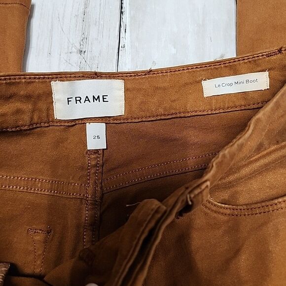 FRAME Le Crop Mini Boot Womens Size 25 Tobacco Rust Cropped Bootcut Jeans - Picture 3 of 13